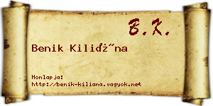 Benik Kiliána névjegykártya